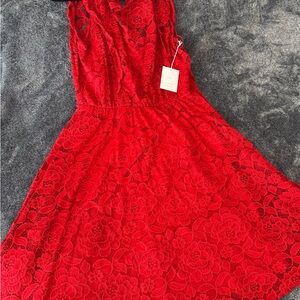 LC Lauren Conrad Red Tiered A-line Maxi Dress
